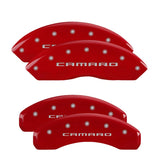 MGP 4 Caliper Covers Engraved Front & Rear Gen 5/Camaro Red finish silver ch 14240SCA5RD