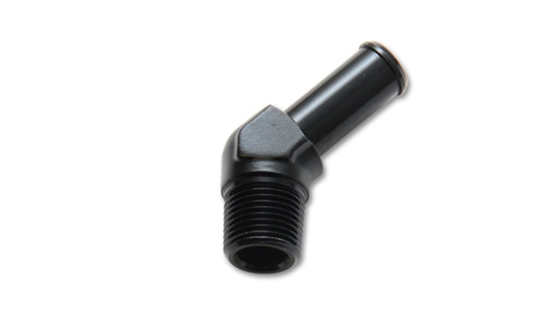 Vibrant 1/2 NPT to 5/8in Barb Straight Fitting 45 Deg Adapter - Aluminum 11223