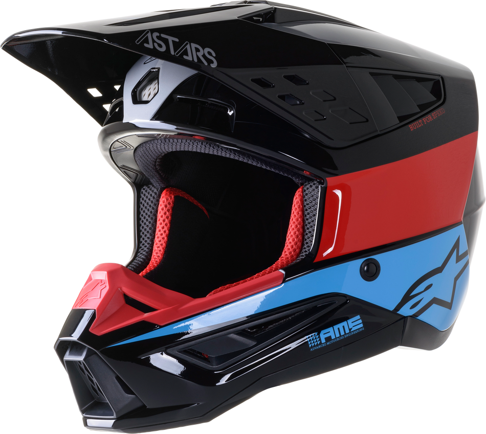ALPINESTARS S-M5 Bond Helmet Black/Red/Cyan Glossy Xs 8303522-1377-XS