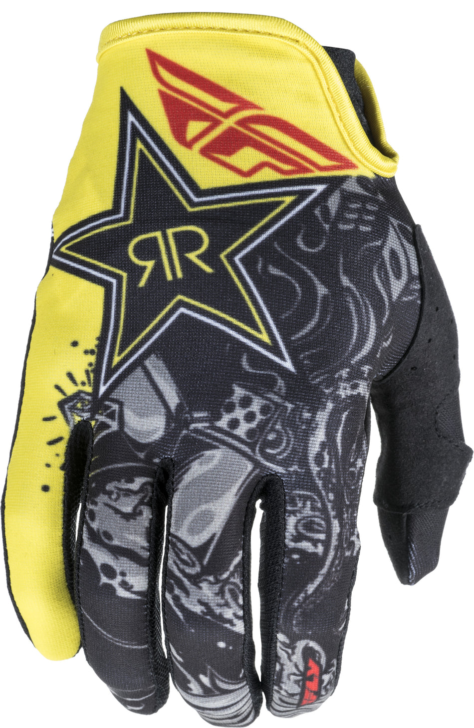 FLY RACING Lite Rockstar Gloves Black/Yellow Sz 7 371-01907