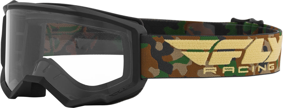 FLY RACING Focus Youth Goggle Camo W/Clear Lens FLC-030