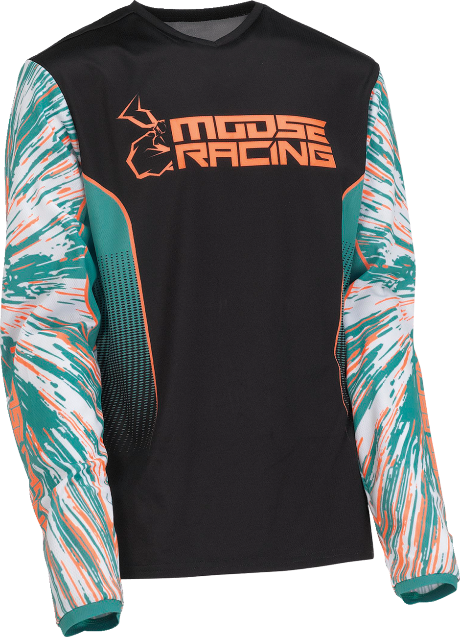 Camiseta juvenil MOOSE RACING Agroid - Verde azulado/Naranja/Negro - Mediano 2912-2253 