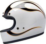 BILTWELL Gringo Helmet - Flames - White/Black - XS 1002-561-501