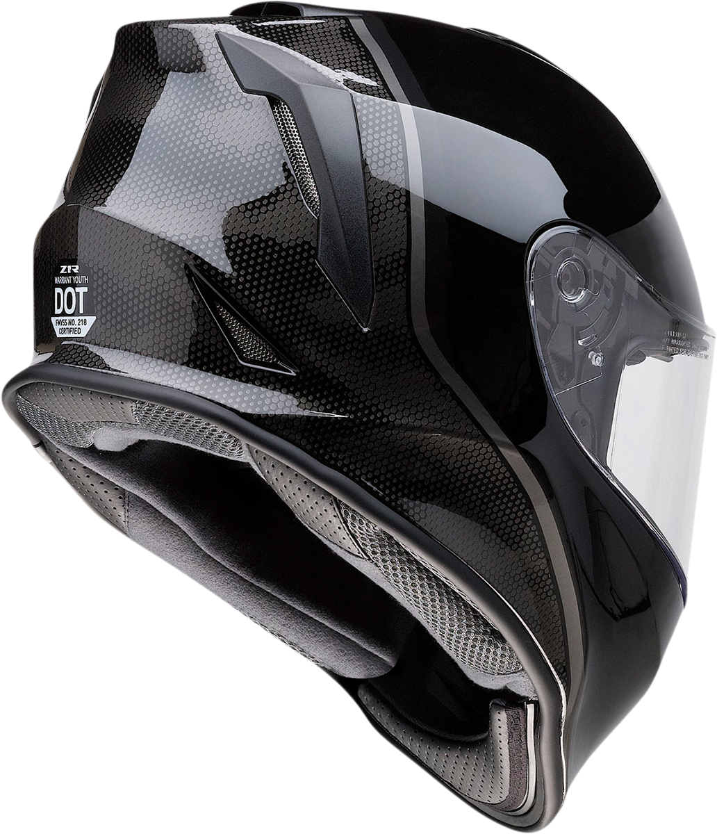 Casco Z1R Youth Warrant - Kuda - Negro brillante - Mediano 0102-0246 