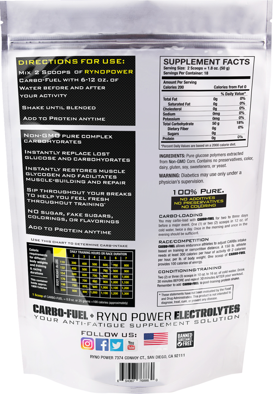 RYNO POWER Carbo-Fuel Powder - 2 lb - 20 Servings CAR887