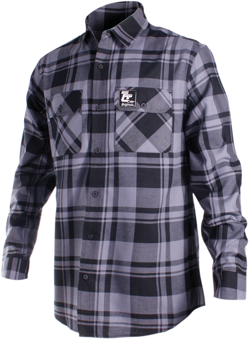 THROTTLE THREADS Long-Sleeve Flannel Shirt - Gray/Black - Small TT636S68GYSR