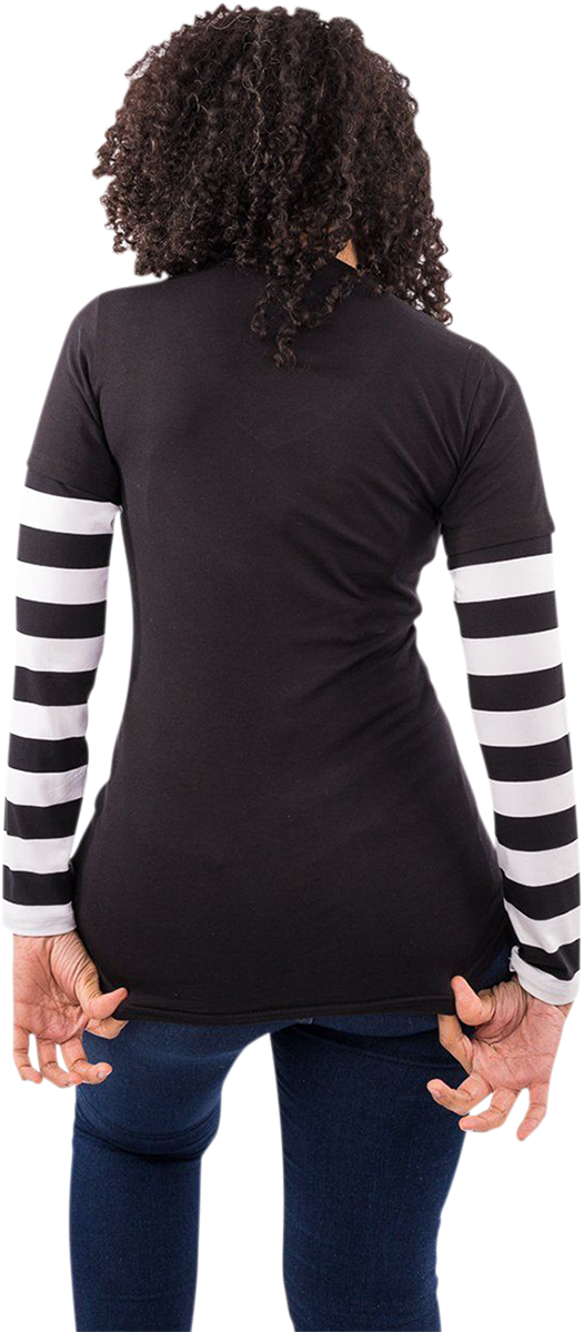 LETHAL THREAT Women's Long-Sleeve Stripe T-Shirt - Black/White - Medium LA20645M