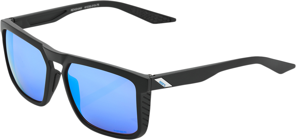 100% Renshaw Sunglasses - Matte Black - HiPER Blue Mirror 60021-00001