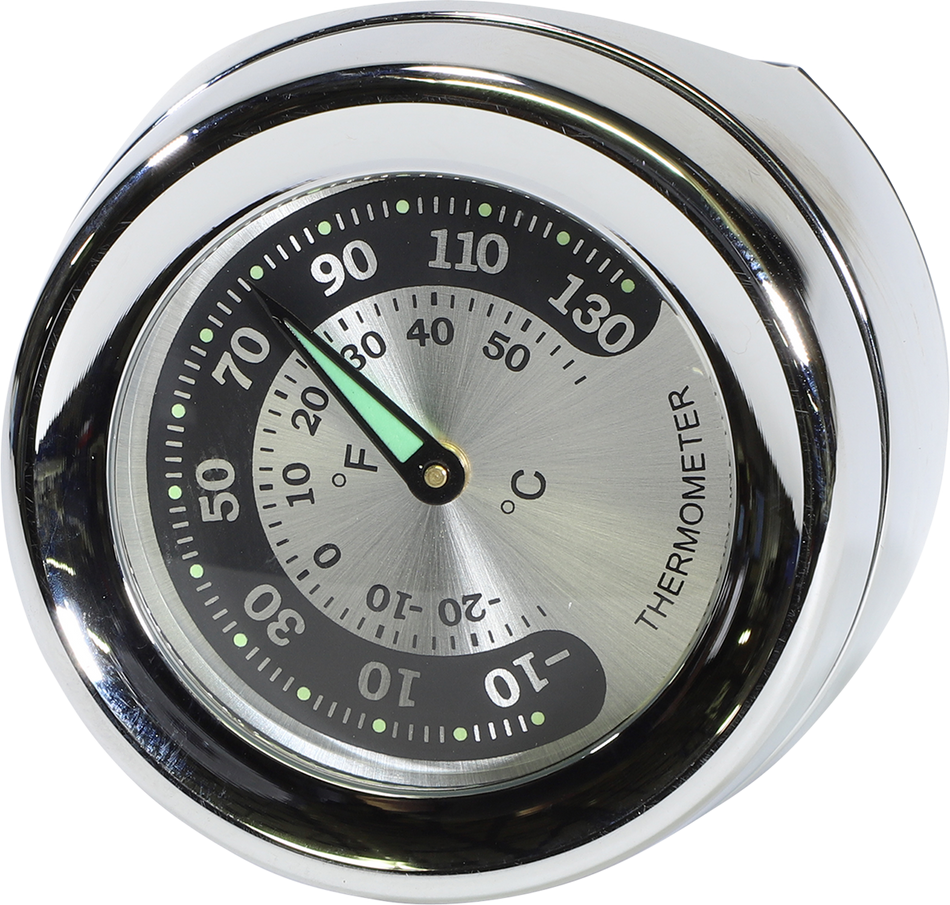 DRAG SPECIALTIES Handlebar Mount Thermometer - Chrome - For 1.25" Bar BLACK/SILVER FACE O91-6822TN