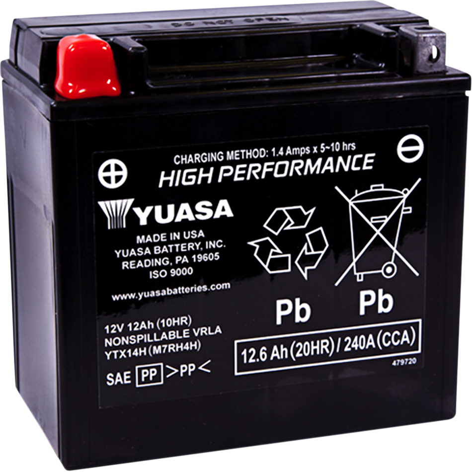 YUASA AGM Battery - YTX14H YUAM7RH4H