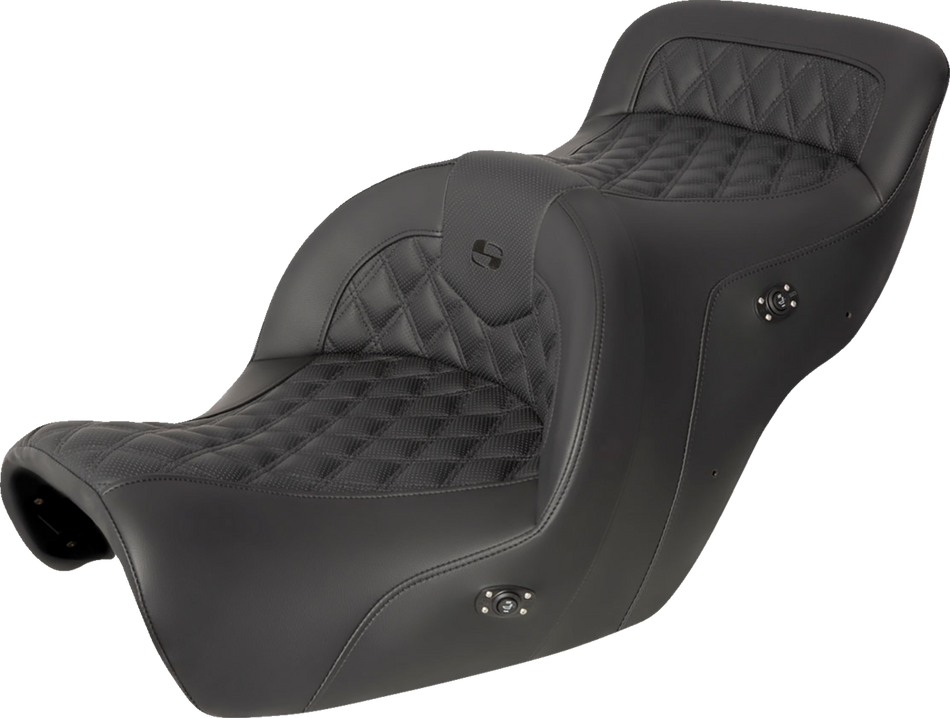 SADDLEMEN Seat - Roadsofa - without Backrest - Full Lattice Stitch - Black - Heated - GL1500 '88-'00 H88-07-182HCT