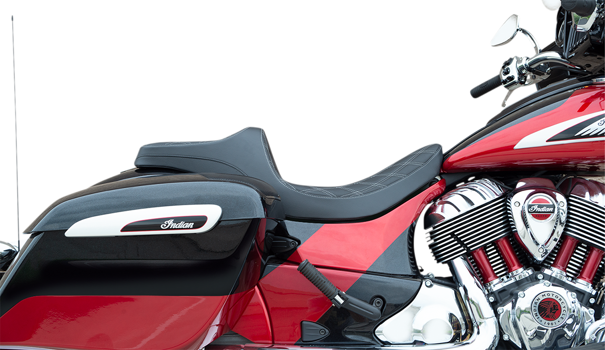 DRAG SPECIALTIES Predator III Seat - Double Diamond - Silver Stitching - Vinyl - '14-'22 Indian 0810-2263