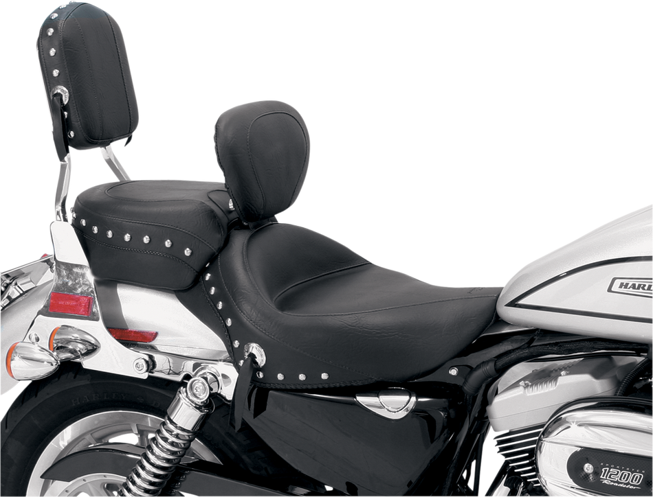 MUSTANG Wide Solo Seat - With Backrest - Black - Studded W/Concho - XL '04-'21 79437