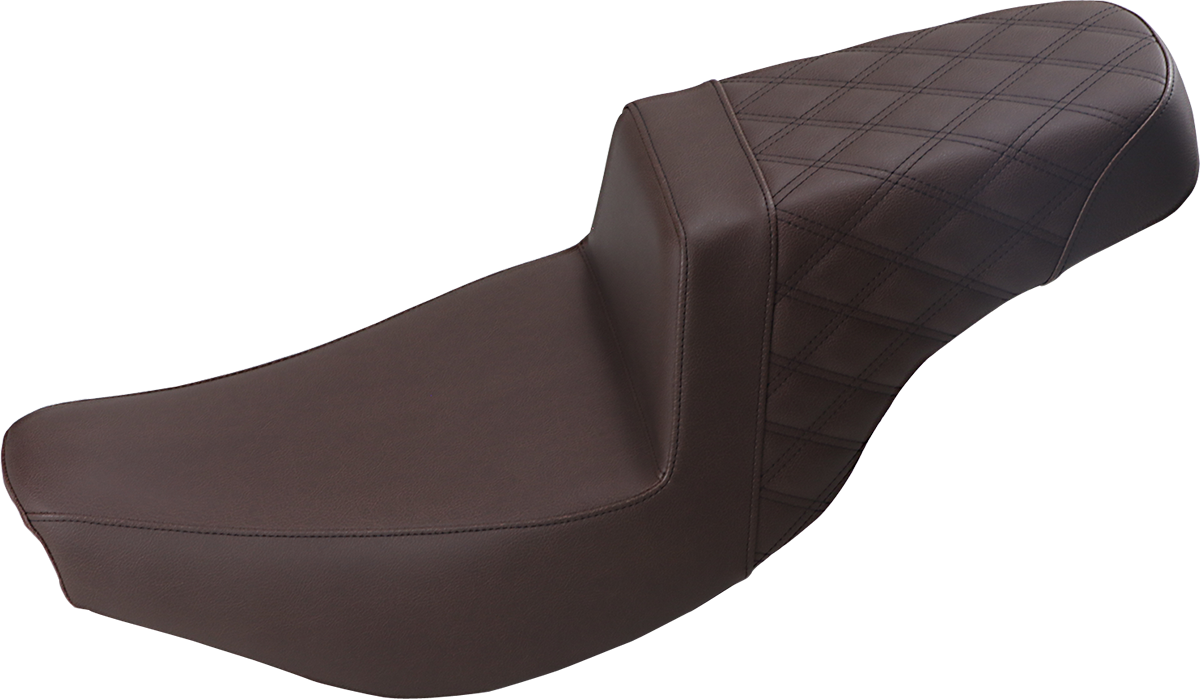 SADDLEMEN Step Up Seat - Front Smooth/Rear Lattice - Brown - Indian I14-07-173BR