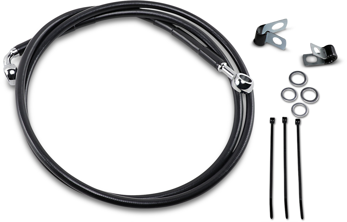 DRAG SPECIALTIES Brake Line - Front - Black - +8" 640115-8BLK