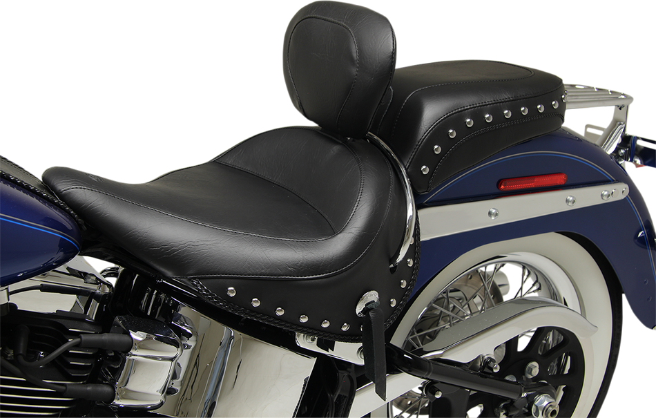 MUSTANG Wide Solo Seat - With Backrest - Black - Studded W/Concho 79913