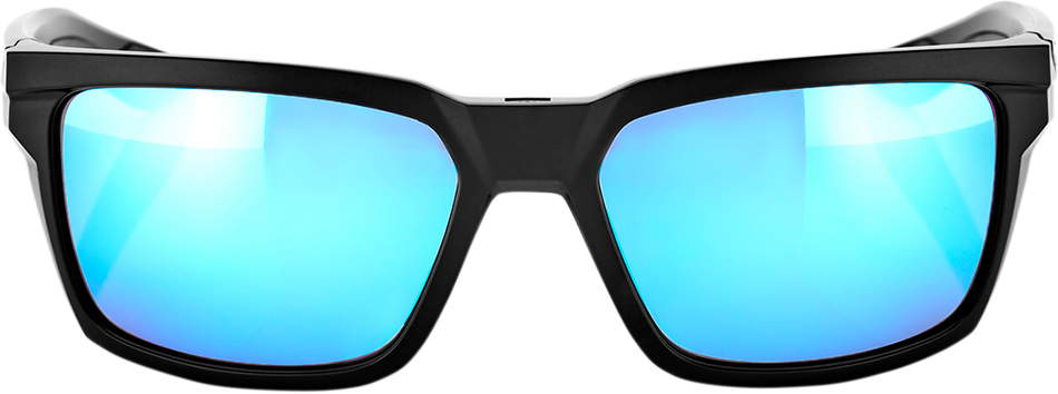 100% Daze Sunglasses - Matte Black - Blue Mirror 61030-019-75