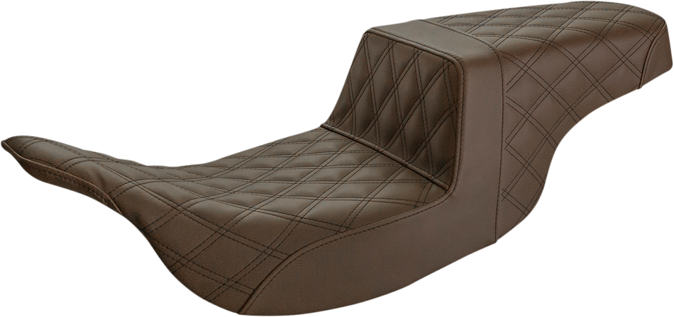 SADDLEMEN Step-Up Seat - Full Lattice Stitch - Brown 897-07-175BR