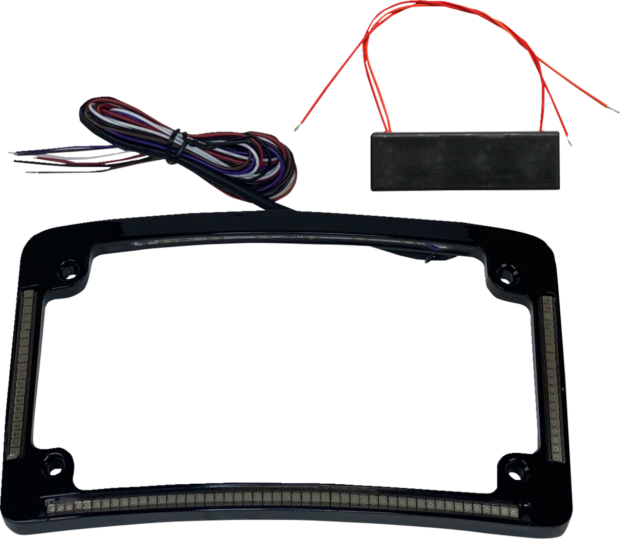 CUSTOM DYNAMICS License Plate Frame - Red/White LED - Black TF08-B