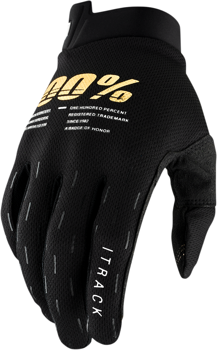 100 % Jugend iTrack Handschuhe - Schwarz - Groß 10009-00002