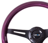 NRG Classic Wood Grain Steering Wheel (350mm) Purple Pearl/Flake Paint w/Black 3-Spoke Center ST-015BK-PP