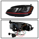 Spyder Volkswagen Golf VII 14-16 Projector Headlights DRL LED Red Stripe Blk PRO-YD-VG15-RED-DRL-BK 5080592