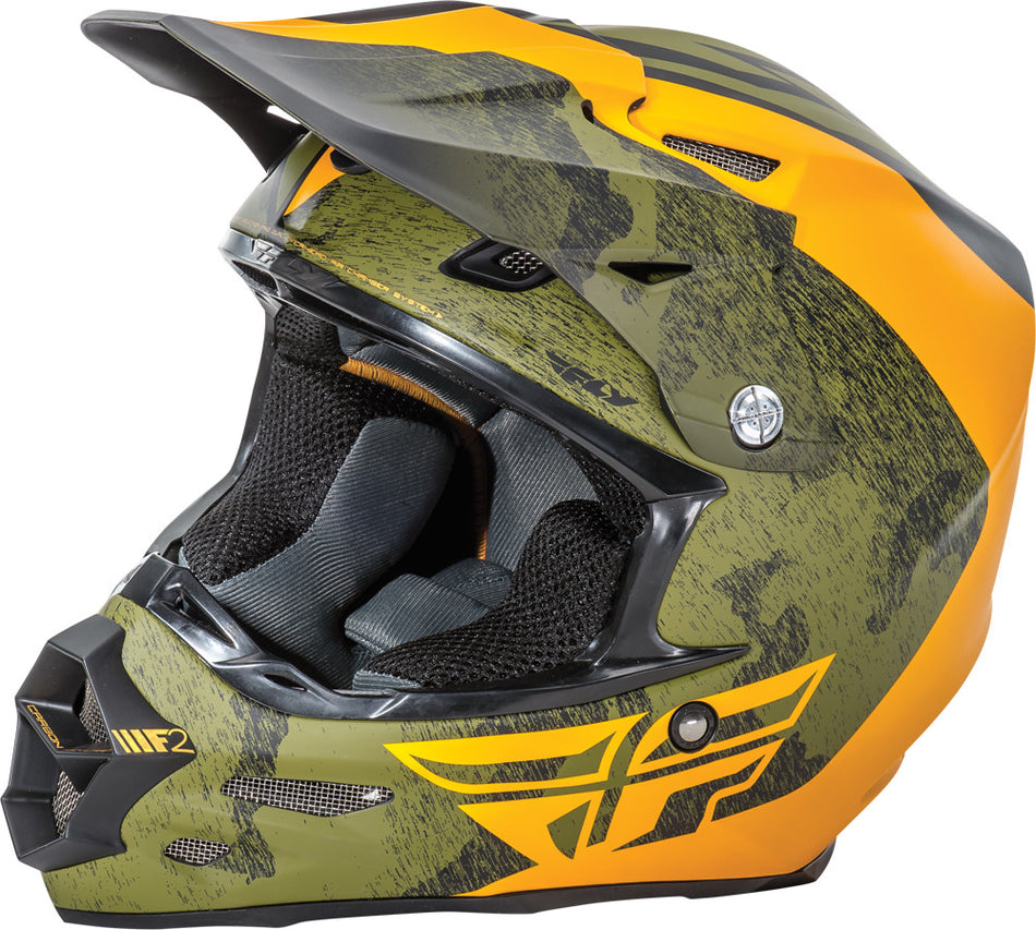FLY RACING F2 Carbon Pure Helmet Matte Black/Orange/Camo 2x 73-41262X