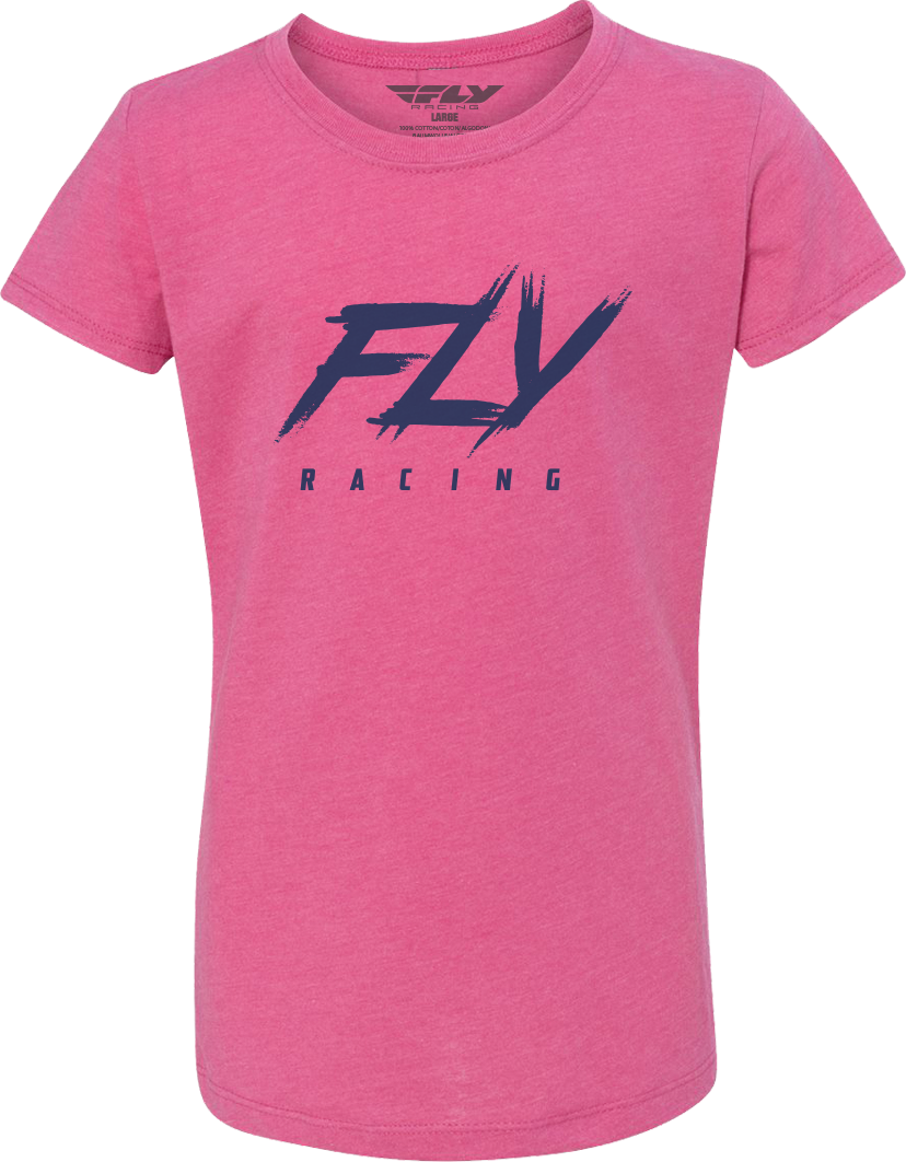 FLY RACING Girl's Fly Edge Tee Pink Yl 356-0175YL