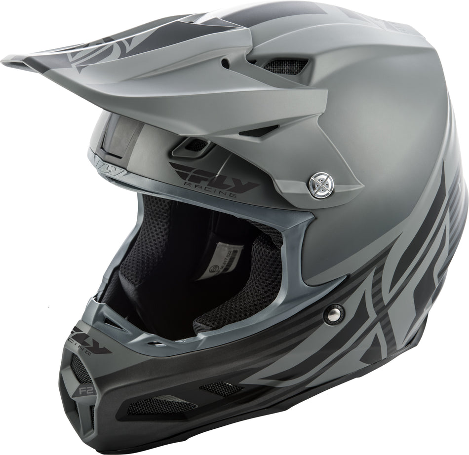 FLY RACING F2 Carbon Shield Helmet Matte Black/Grey Lg 73-4245-7