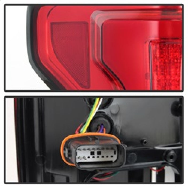 Spyder 15-18 Ford F-150 LED Tail Lights (w/Blind Spot) - Red Clear (ALT-YD-FF15015BS-LBLED-RC) 5085320