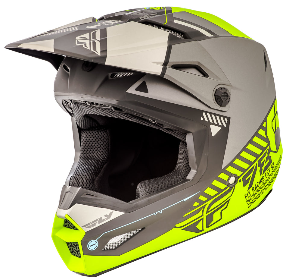 FLY RACING Elite Helmet Matte Black/Grey/Hi-Vis Ym 73-8505YM