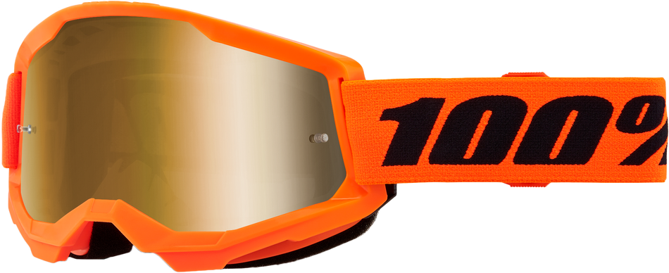 100% Strata 2 Junior Goggle Neon Orange Mirror Gold Lens 50032-00009