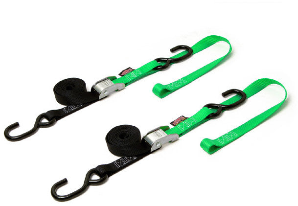 POWERTYE Tie-Down Cam S-Hook Soft-Tye 1"X6' Black/Green Pair 23625