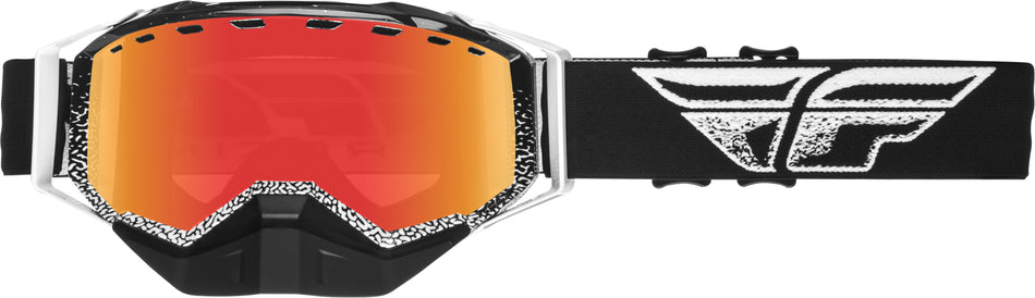 FLY RACING Zone Snow Goggle Black/White Red Mirror/Brown Lens FLB-007