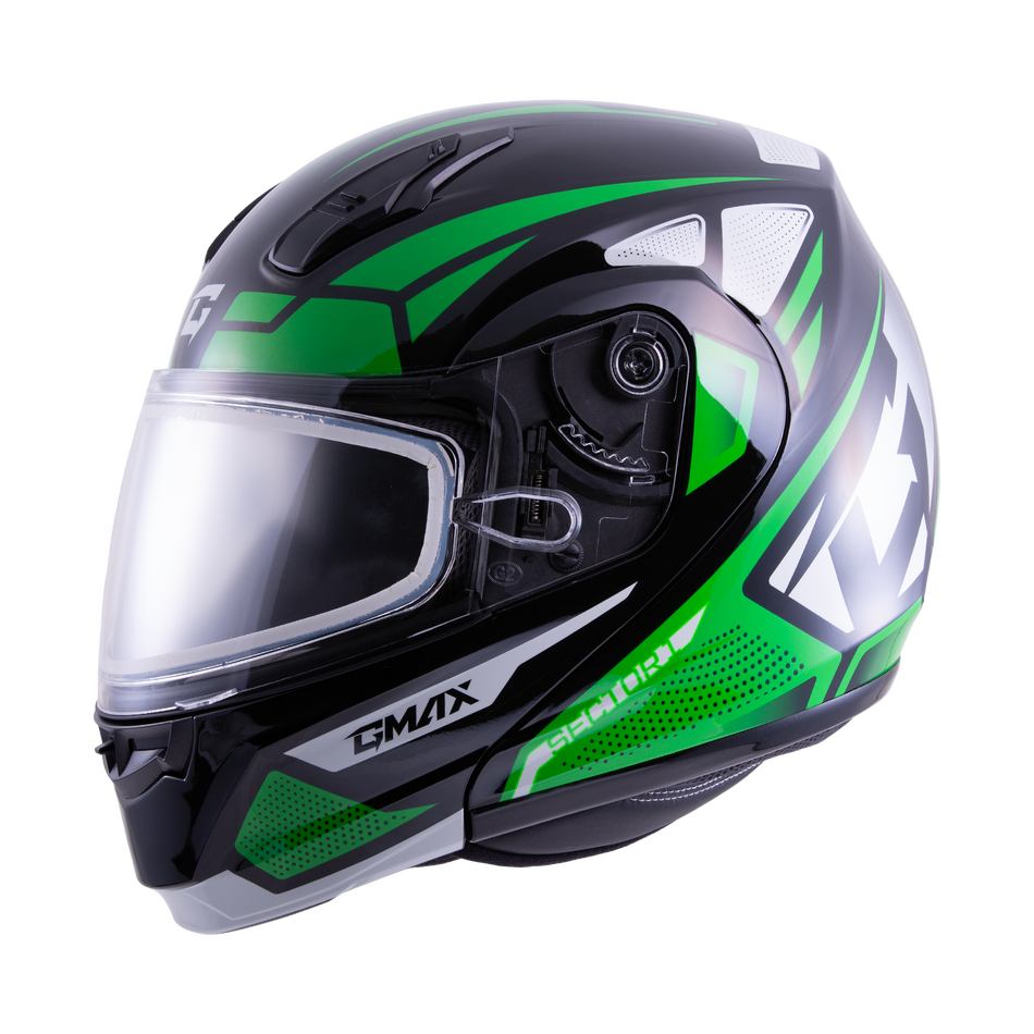 GMAX Md-04s Sector Snow Helmet Blk/Green/Wht Md M2043775