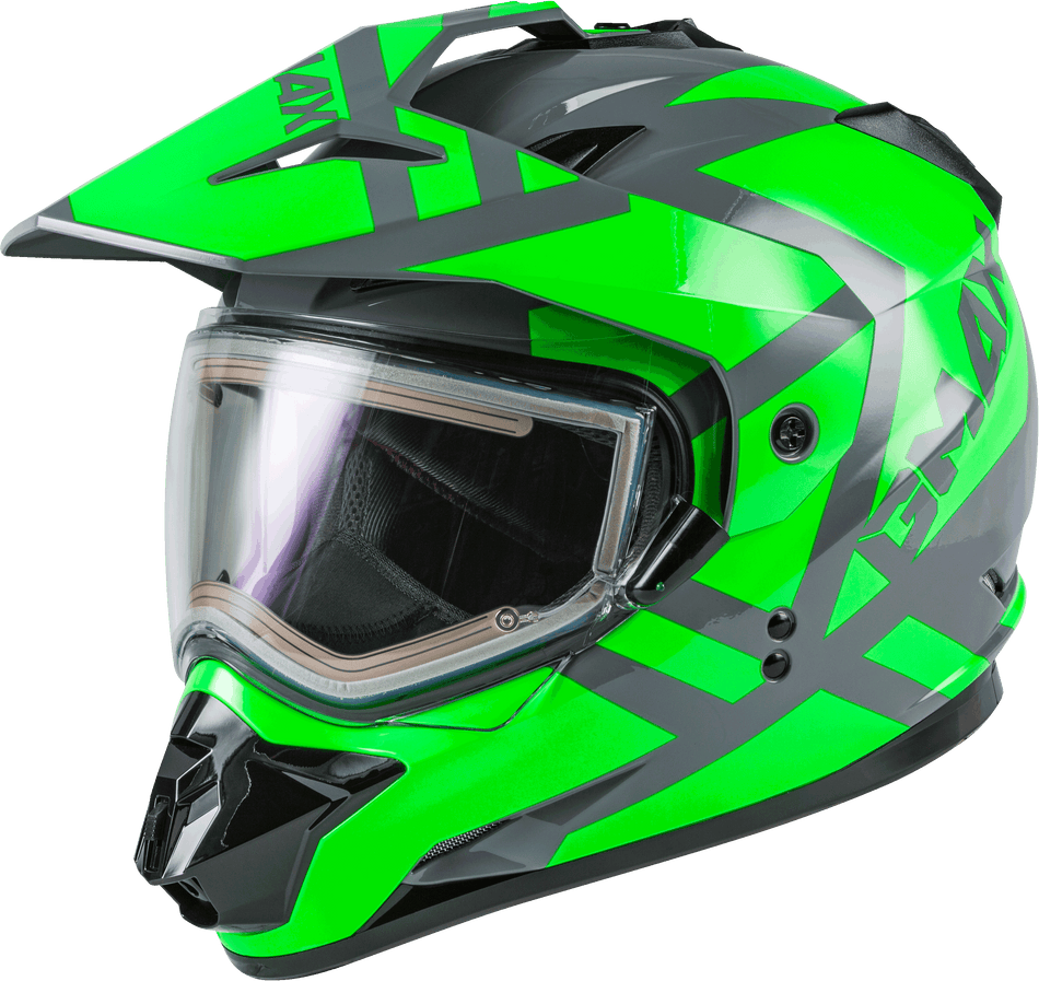 GMAX Gm-11s Trapper Snow Helmet W/Elec Shield Gry/Neon Grn Sm G4112764