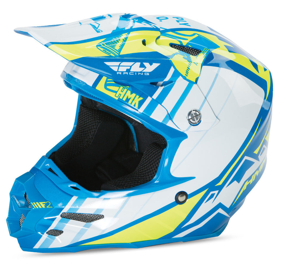 FLY RACING F2 Carbon Hmk Pro Cross Helmet Blue/Hi-Vis 2x 73-49282X