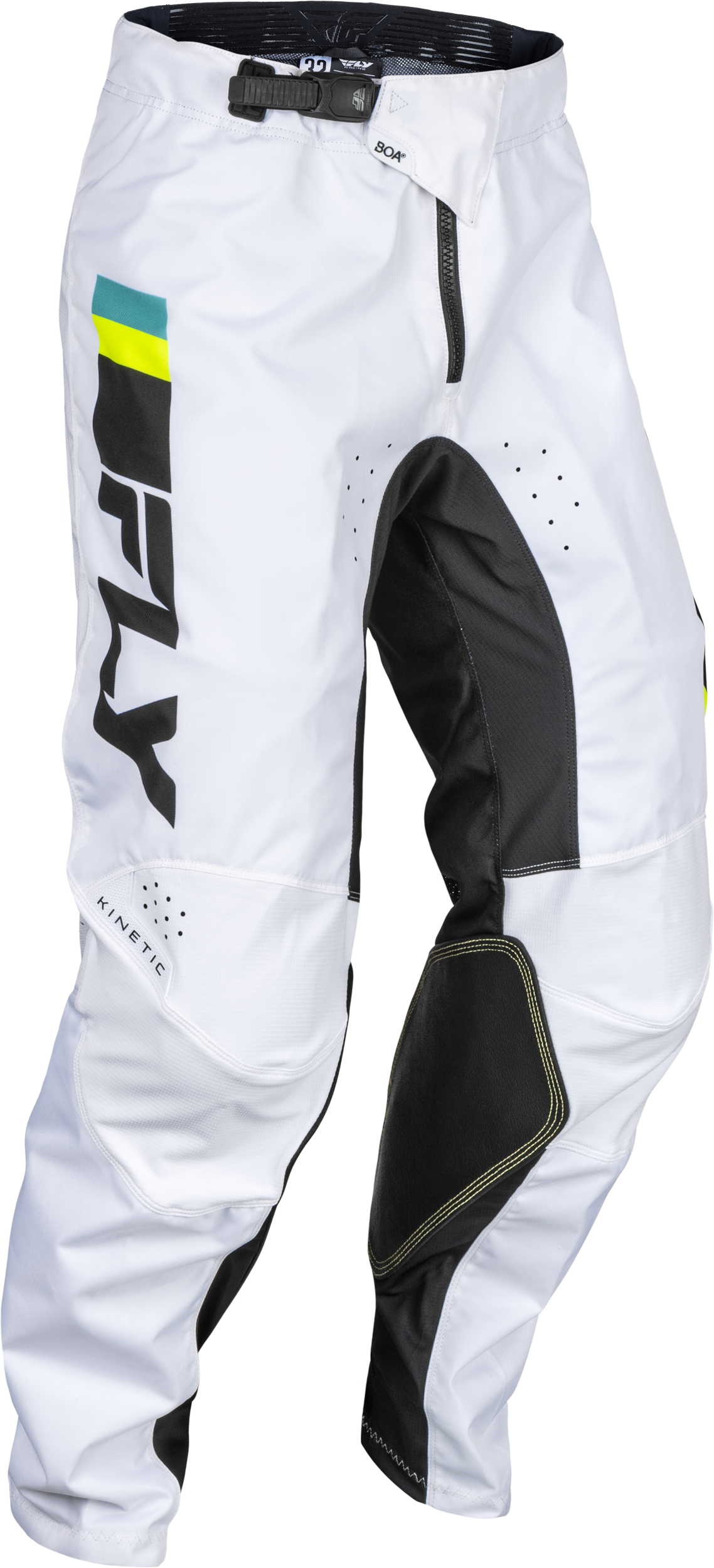 FLY RACING Kinetic Prix Pants White/Black/Hi-Vis Sz 34 377-43334