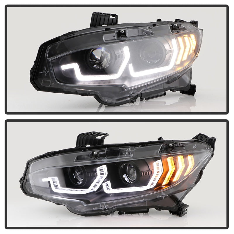 Spyder Honda Civic 16- 2DR/4DR/Hatchback Projector Headlights - Black PRO-YD-HC16SI-SEQGR-BK 5087867