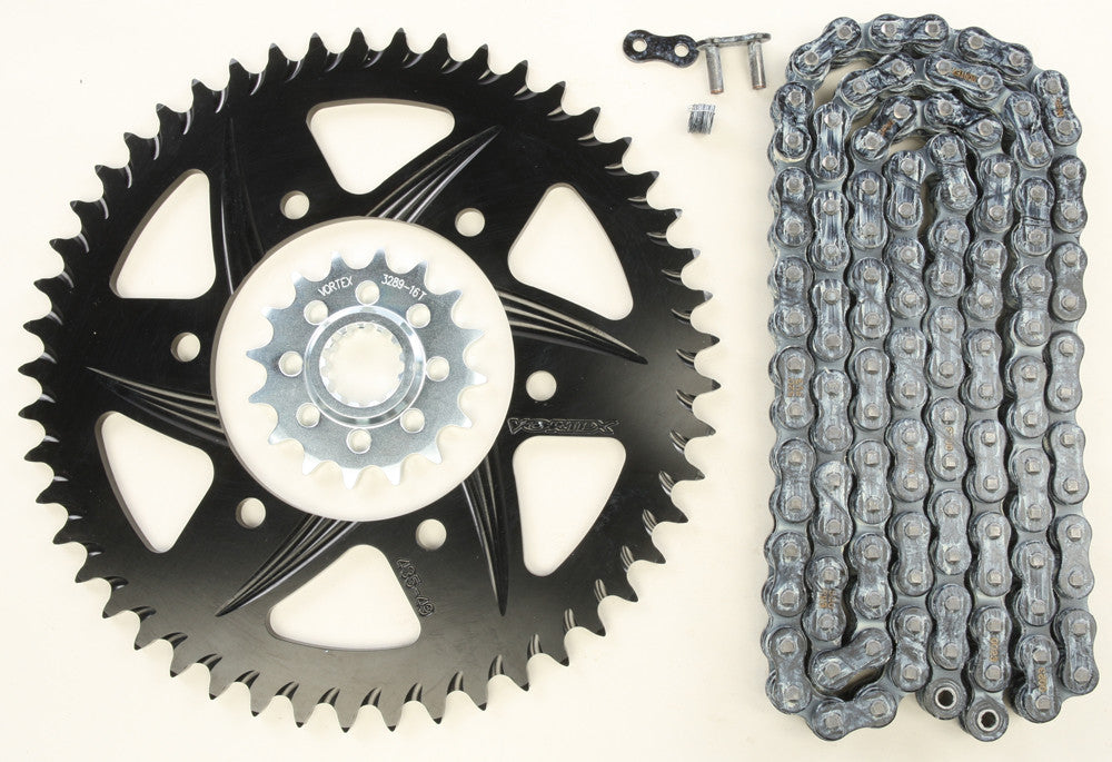 VORTEX Sprocket/Chain Kit Stl/Alu 16/49t Blk Rx3 520-120l Blk CK6360