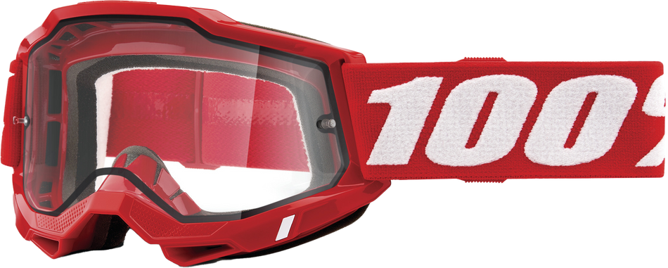 100% Accuri 2 Enduro Moto Goggle Neon Red Clear Lens 50015-00005