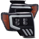 AlphaRex 09-14 Ford F-150 NOVA LED Proj Headlights Plank Style Matte Black w/Activ Light/Seq Signal 880192