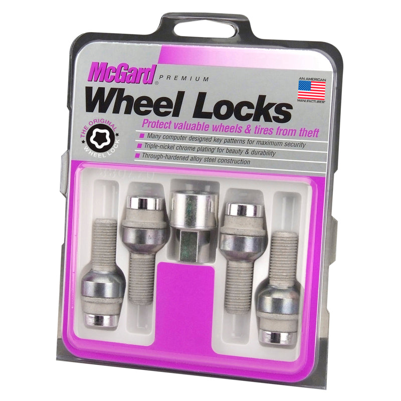 McGard Wheel Lock Bolt Set - 4pk. (Radius Seat) M14X1.5 / 17mm Hex / 28.2mm Shank Length - Chrome 28020