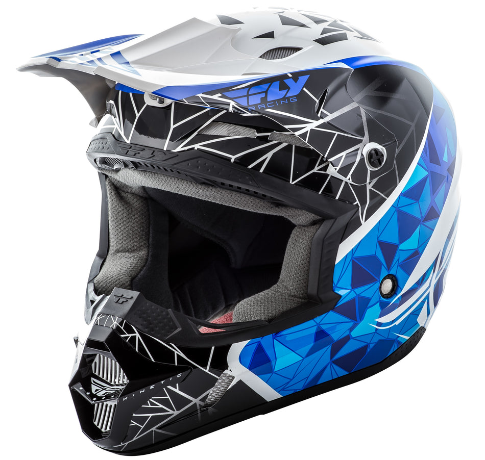 FLY RACING Kinetic Crux Helmet White/Black/Blue 2x 73-33832X