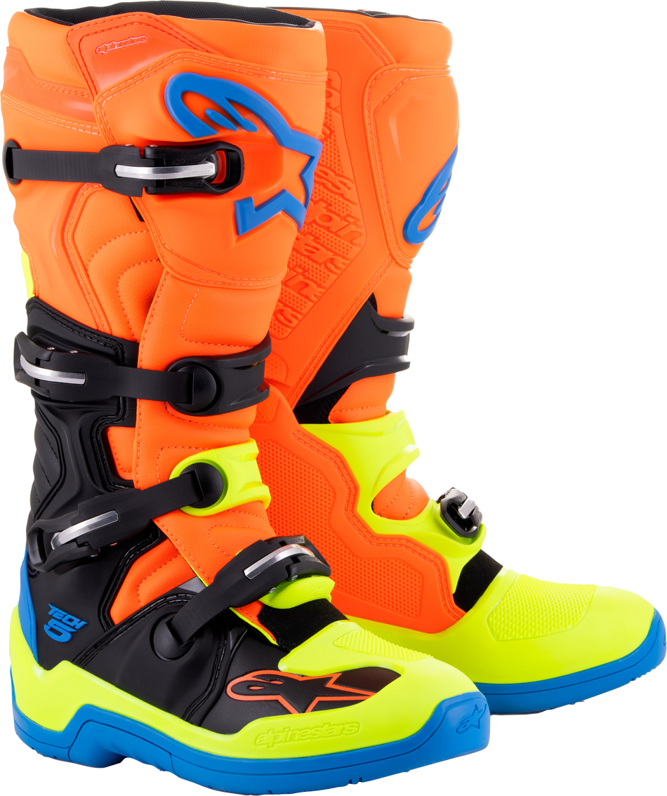 ALPINESTARS Tech 5 Boots Blue/Orange/Yellow Fluo Sz 5 2015015-4755-5