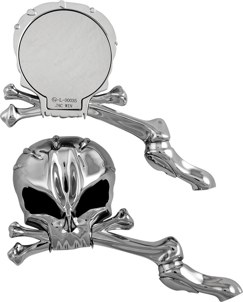 HARDDRIVE Skull Head Mirror Set Chrome M60-6355