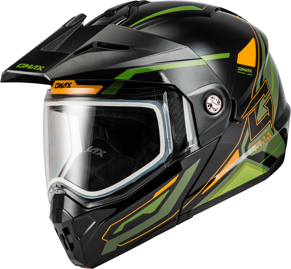 GMAX Md-74s Spectre Modular Helmet Snow Black/Green 3x M67421099