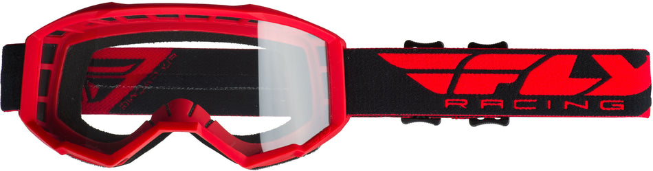 FLY RACING Youth Focus Goggle Red W/Clear Lens FLC-008