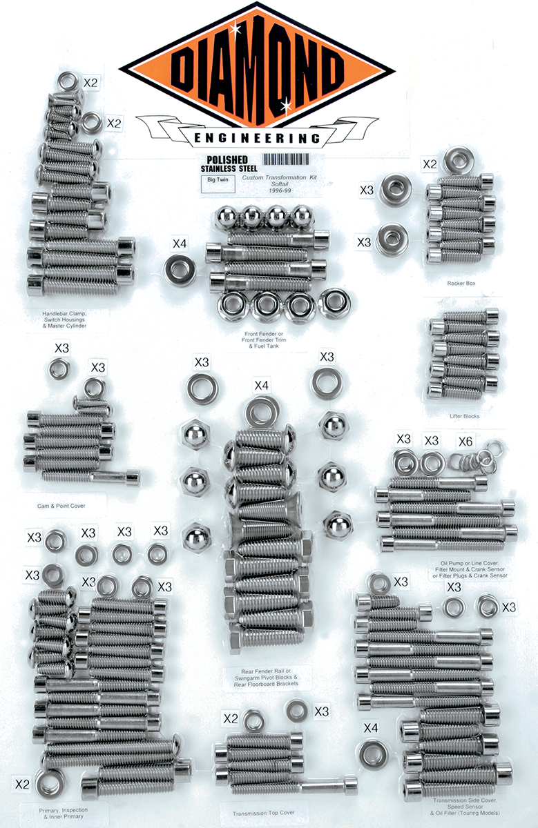 Kit de pernos DIAMOND ENGINEERING - Transformación - Softail DE6005HP 