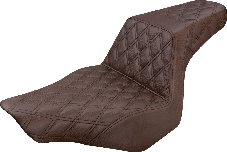 SADDLEMEN Step-Up Seat - Full Lattice Stitch - Brown - FXSB 813-27-175BR